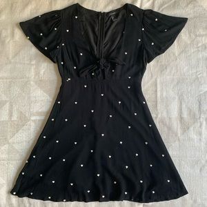 Forever 21 Black & White Tie-Up Front Mini Dress